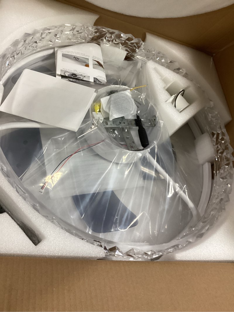 Condition photo showing New/Like New for ceiling fans with lights with remote control dimmable 3 color 6 speeds and low profile for bedroom living room kitchen white