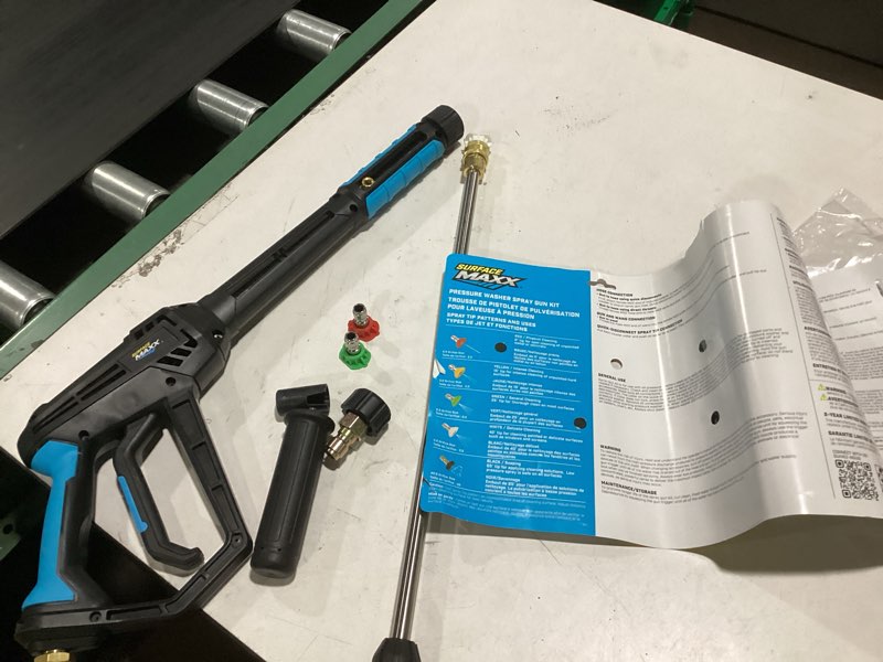 Condition photo showing As Is for surfacemaxx 1.67-ft up to 4500-psi plastic pressure washer spray gun kit