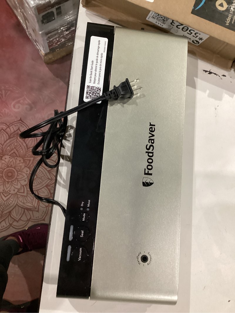Condition photo showing As Is for foodsaver powervac compact vacuum sealing machine stainless steel & black vertical storage vs0150 | preserves freshness reduces bag waste for both dry and wet food