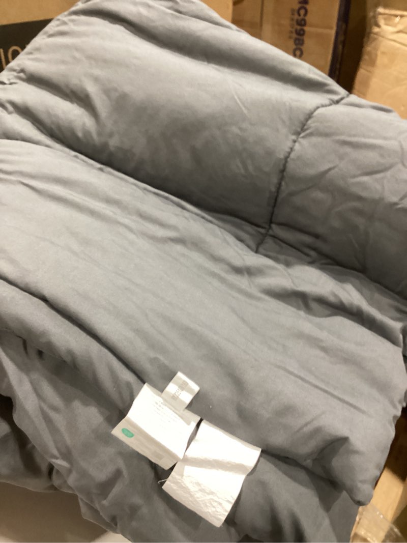 Condition photo showing As Is for comforter queen size comforter set, 7-piece box-stitched, dark grey |