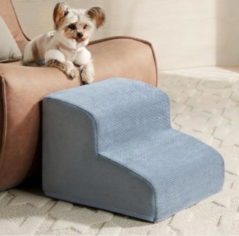 LEXTRO Dog Stairs for Small Dogs, 2-Steps Dog Ramp for Couch, Pet Stairs with Highly Supportive Foam and Non-Slip Bottom, Pet Steps for Cat & Doggie
