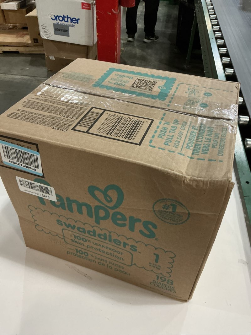 Condition photo showing item condition for Pampers Swaddlers Diapers, Size 1 (8-14 lbs), 198 Count, Absorbent, Keeps Baby Dry and Comfortable, Skin Safe Disposable Baby Diaper (Packaging May Vary) Size 1 198