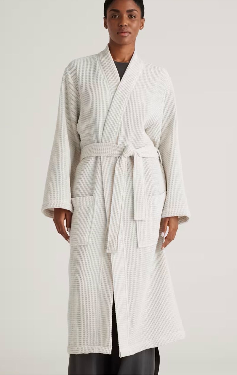 quince the organic turkish cotton waffle robe l silver