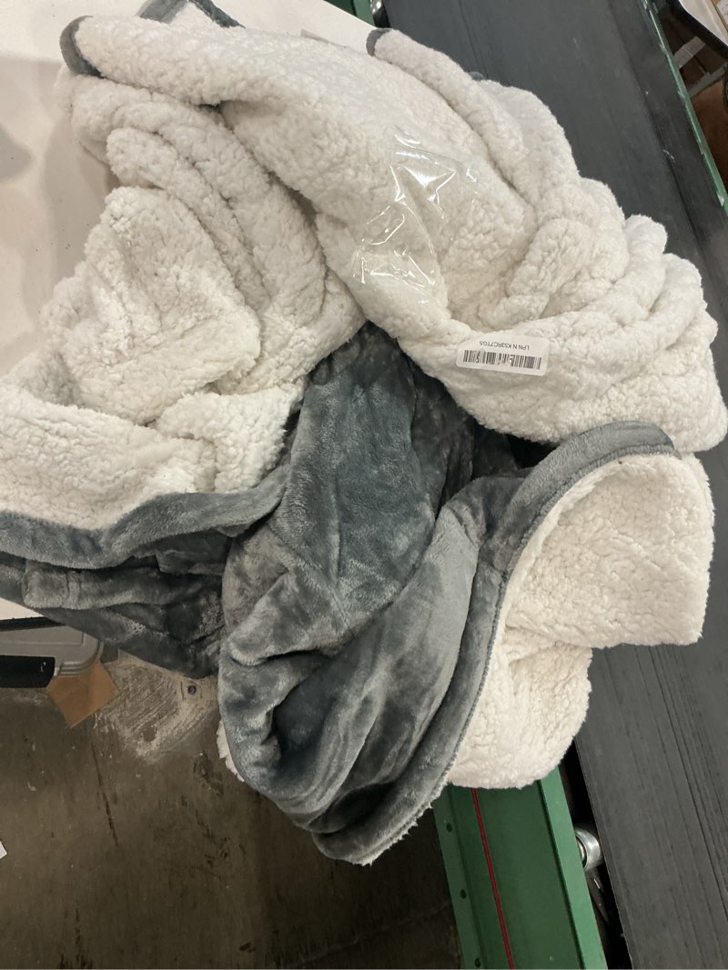 Condition photo showing As Is for Westinghouse Heated Blanket King Size, Soft Flannel to Sherpa Electric Blanket with 10 Heating Levels, 12 Hours Auto Off, Fast Heating, Machine Washable, 100 * 90, Light Grey Light Grey King Size 100*90"
