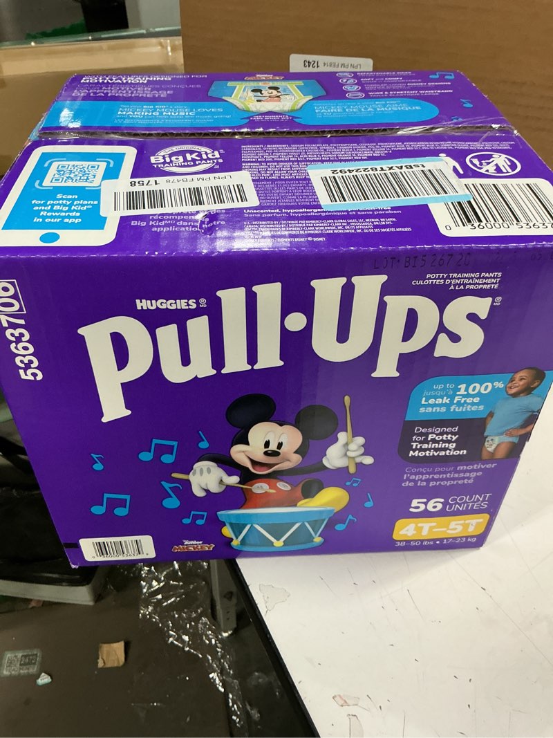 Condition photo showing New/Like New for Pull-Ups Boys' Potty Training Pants, Size 4T-5T Training Underwear (38-50 lbs), 56 Count 4T-5T 56