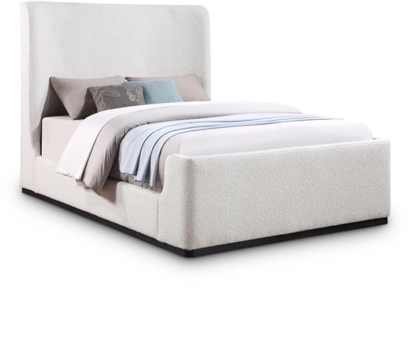 ( incomplete 2/3)MERIDIAN FURNITURE - OLIVER CREAM BOUCLE FABRIC KING BED - OLIVERCREAM-K by Meridian Furniture