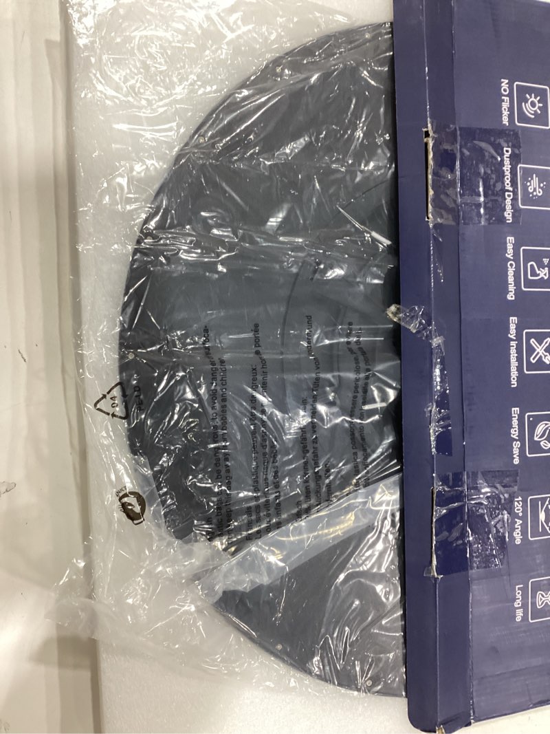 Condition photo showing As Is for 20 Inch LED Flush Mount Ceiling Light Fixture - 48W Dimmable Ceiling Light with Remote, 4800lm, 3000/4500/6000K Adjustable LED Kitchen Ceiling Lamp for Bedroom, Black 20 Inch Black