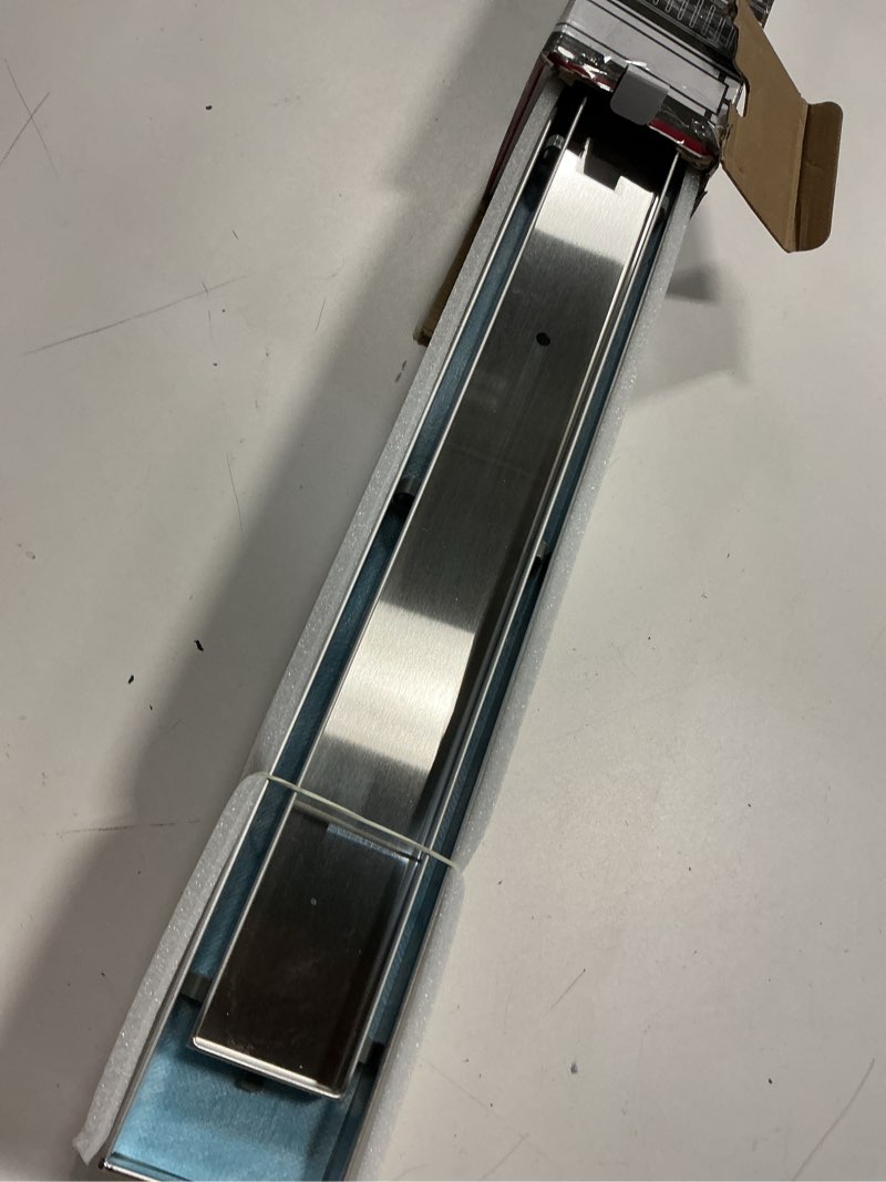 Condition photo showing Good Condition for neodrain 24-inch linear shower drain with tile insert grate,brushed 304 stainless steel rectangle shower floor drain, linear drain with leveling feet, hair strainer brushed 24 in