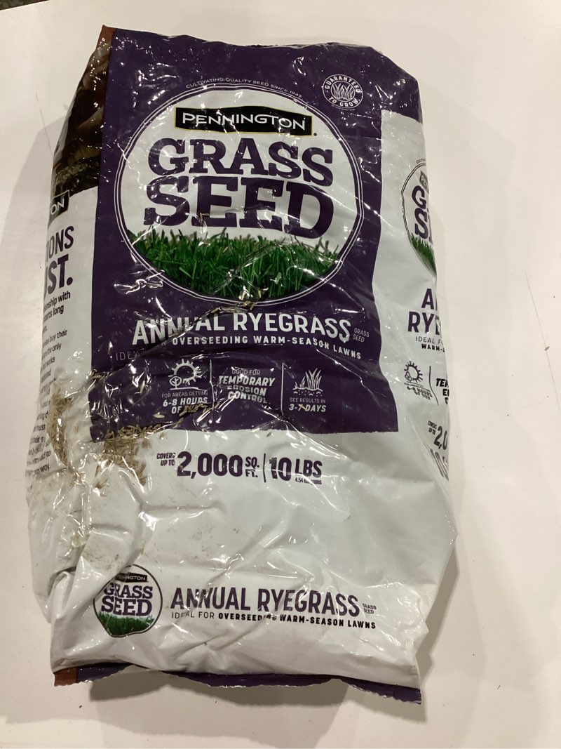 Condition photo showing As Is for pennington annual ryegrass grass seed 10 lb