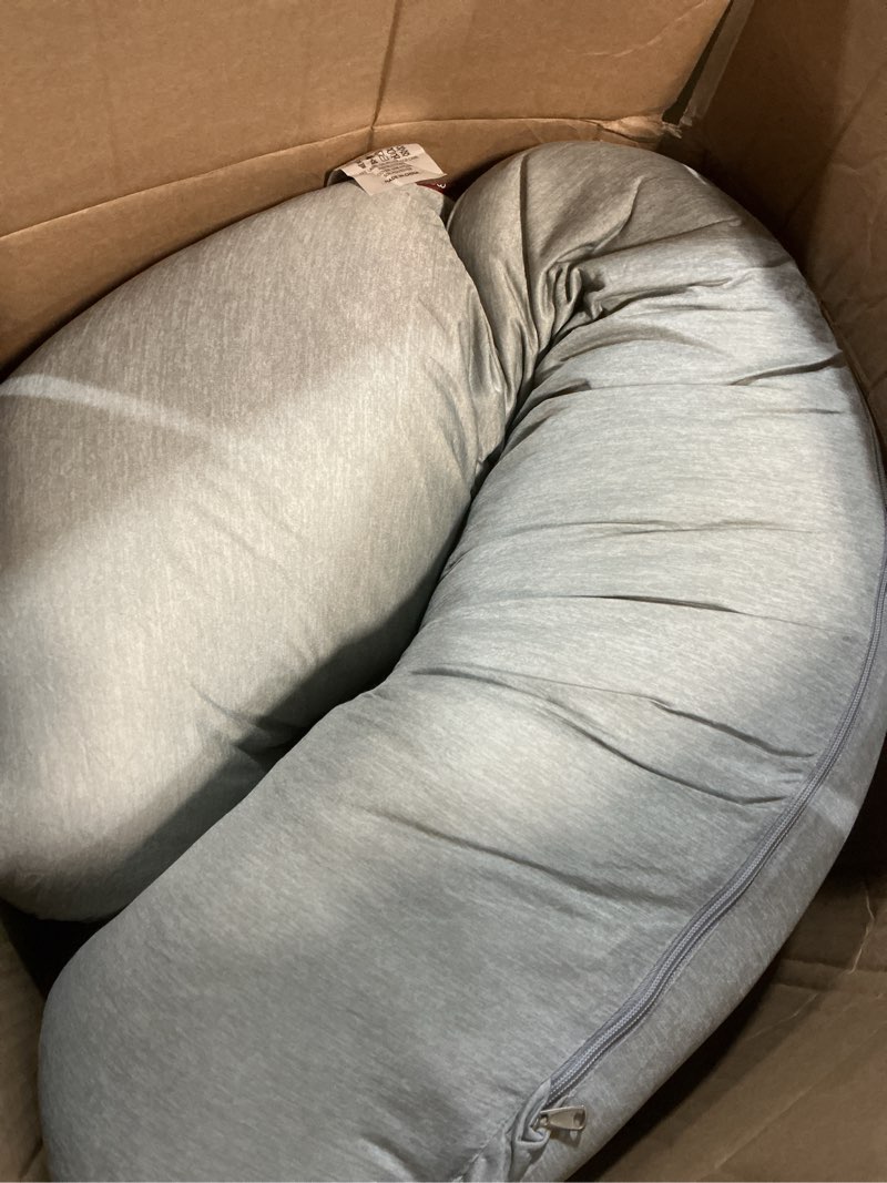 Condition photo showing Good Condition for momcozy j-shaped pregnancy pillow for sleeping with cooling cover, side sleeper support for belly, hip & leg, deep grey cooling fabric - deep grey