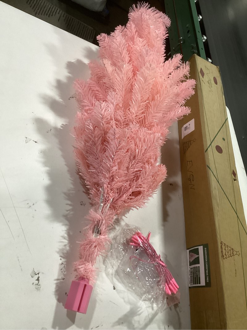 Condition photo showing As Is for Fushhenmu 3ft Pink Artificial Christmas Tree, Tabletop Christmas Pine Tree with PVC Stand Base for Christmas Home Office Holiday Decoration