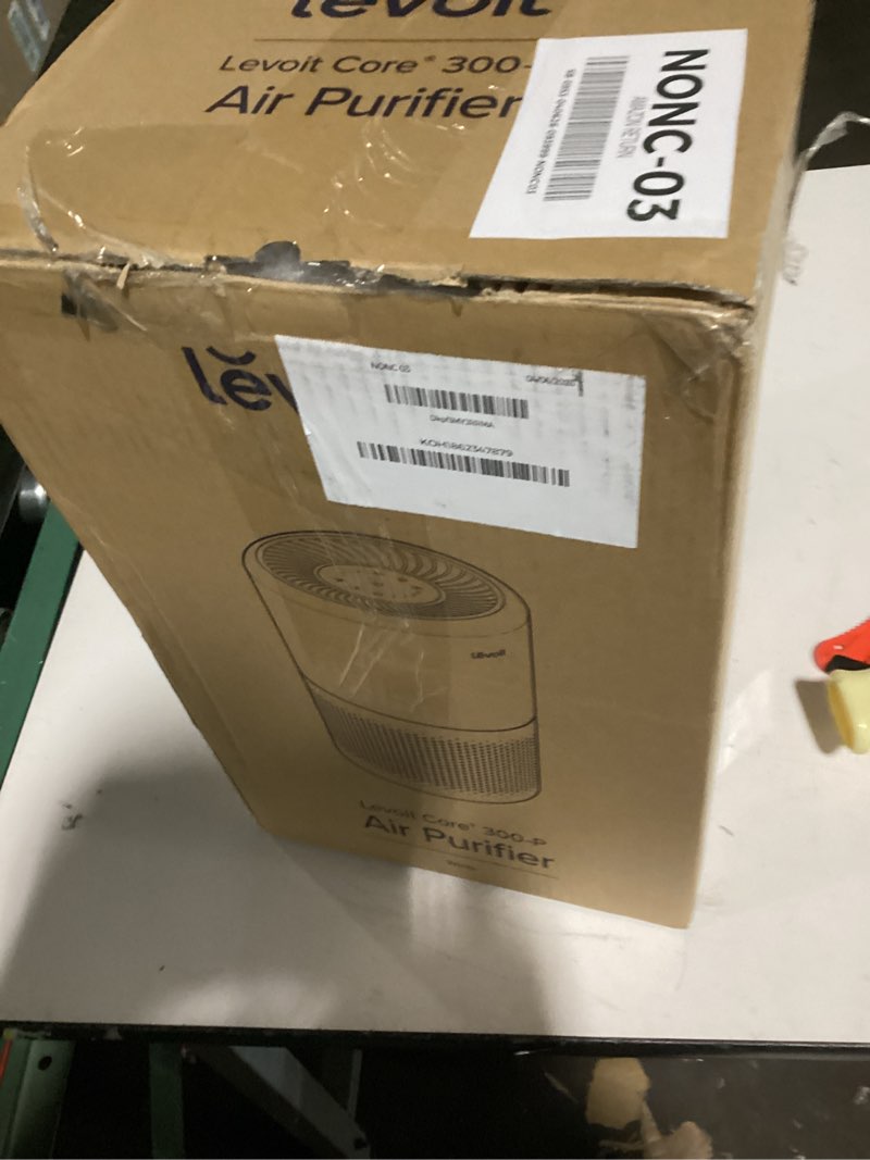 Condition photo showing Good Condition for levoit air purifier for home allergies pet hair in bedroom, covers up to 1073 ft² by 56w high torque motor, aham verifide, 3-in-1 filter with hepa sleep mode, remove dust smoke odor, core300-p, white
