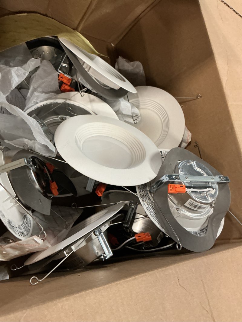 Condition photo showing As Is for HALO LTE 5/6 Inch Indoor/Outdoor Recessed LED Trim Can Light, 3000K - Contractor Value Pack (12-Pack) - LTE566930-12PK 12 Pack 5/6 inch