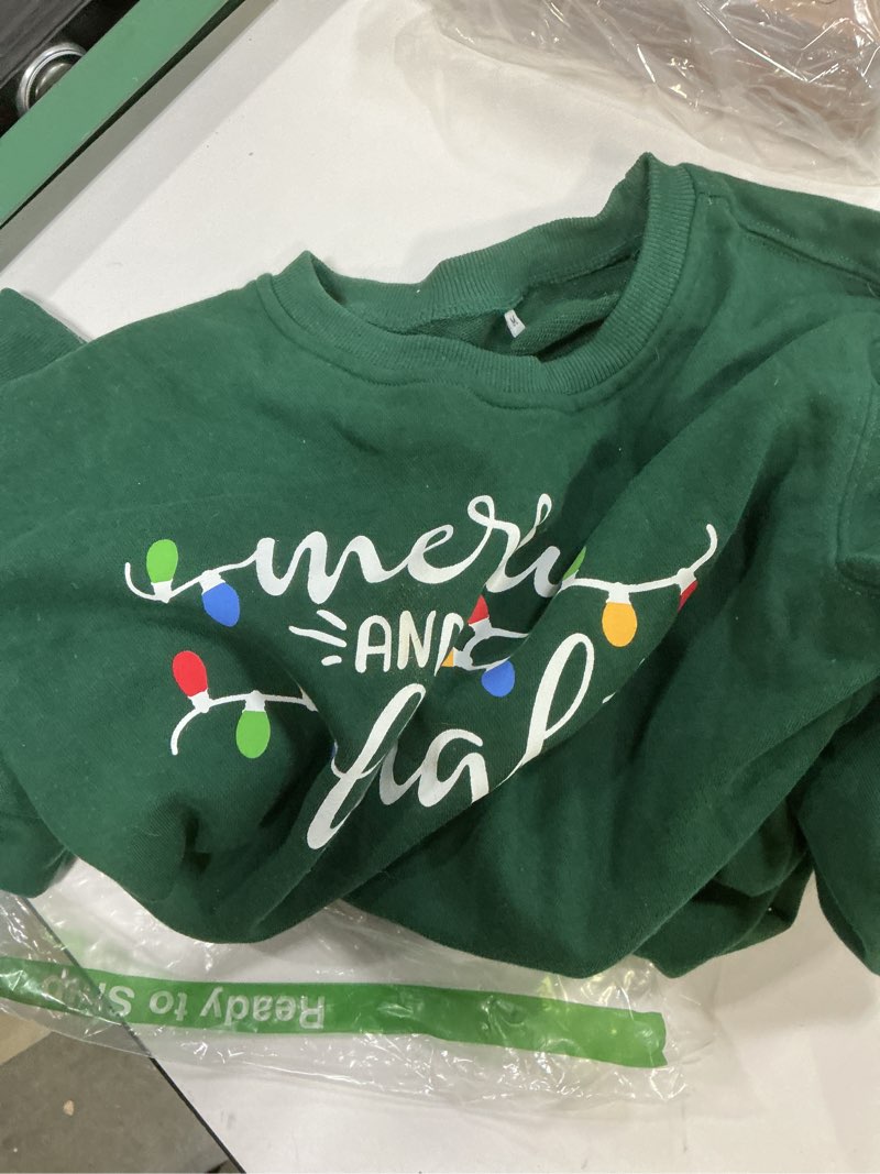 Condition photo showing As Is for Christmas Sweatshirt Women Merry and Bright Christmas T-Shirt Funny Xmas Lights Blouse Tops Holiday 