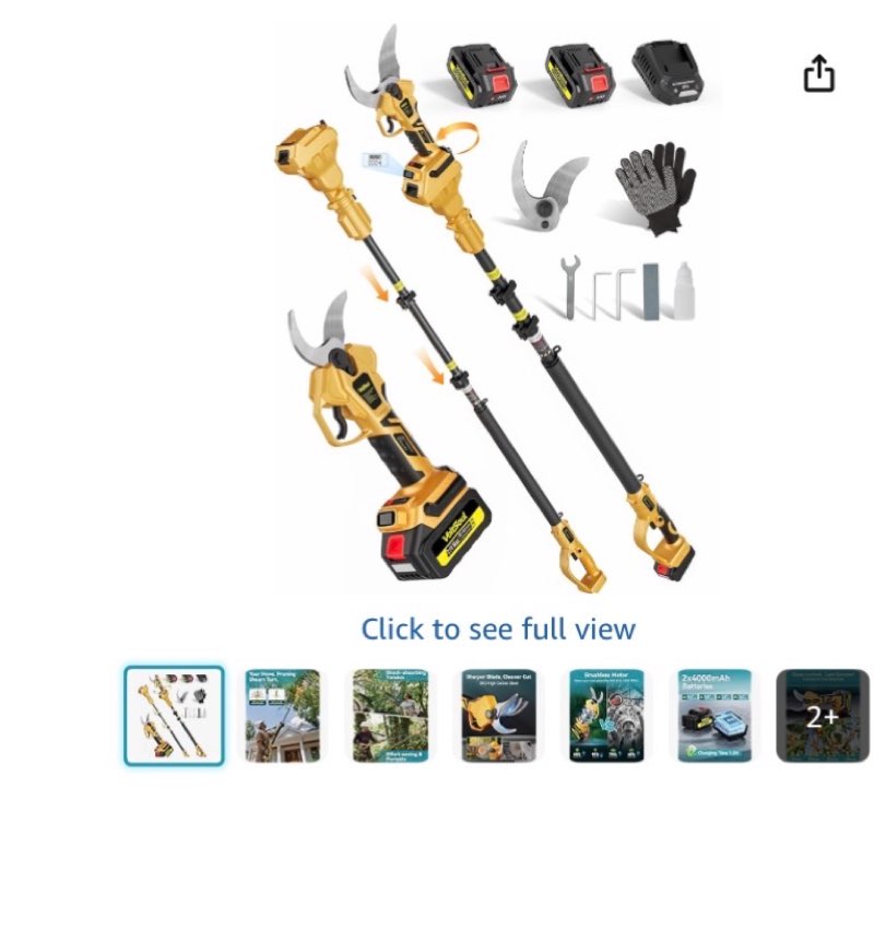 2-in-1 electric pruning shears cordless with extension pole:electric tree pruner with 1.6 inch cutting diameter,12.8ft reach,dual 4.0ah battery powered pruner for high branch cutter&tree trimming