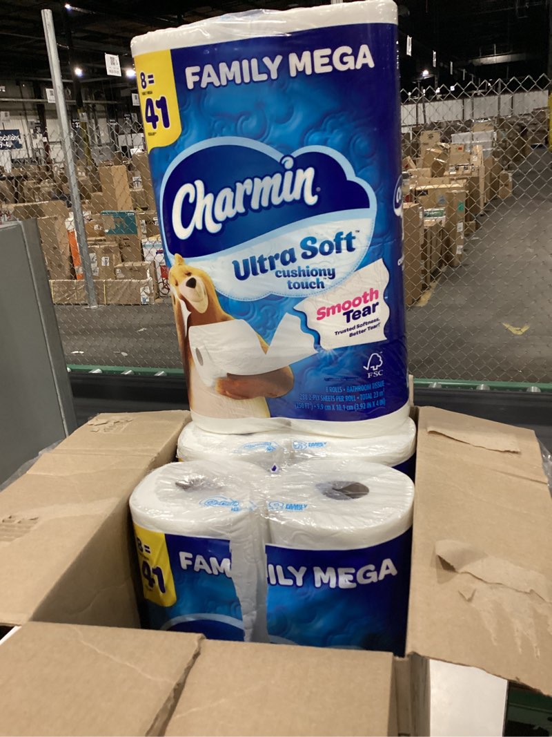 Condition photo showing Good Condition for Charmin Ultra Soft Cushiony Touch Toilet Paper, 24 Family Mega = 123 Regular Rolls, White Family Mega 24 Rolls (267 Sheets)