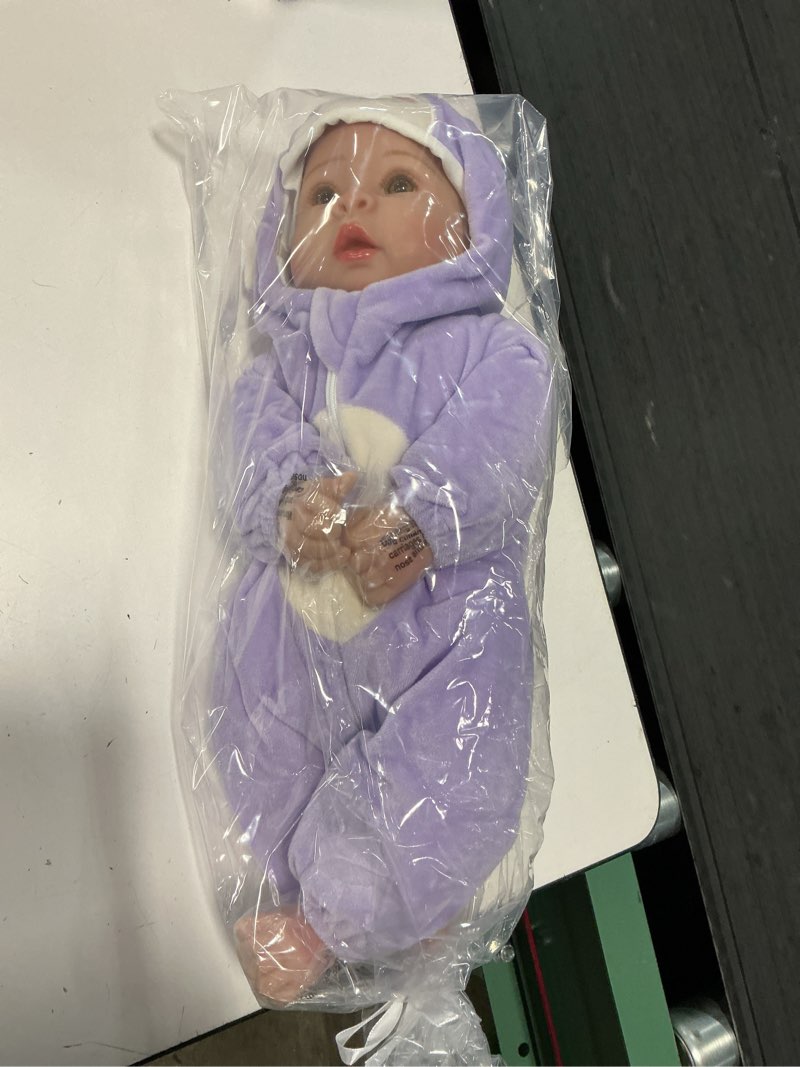 Condition photo showing New/Like New for uoftkiz real life baby dolls - 17" lifelike baby dolls, soft baby doll with open eyes, gifts for 3+ years purple rabbit