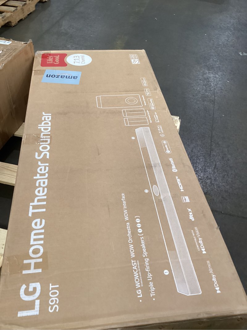 Condition photo showing As Is for LG S90TR 7.1.3-Channel OLED evo TV Matching Home Theater Soundbar with Rear Surround Speakers and Wireless Subwoofer, Wow Orchestra, Dolby Atmos, WOWCAST Built-in (2024 Model)