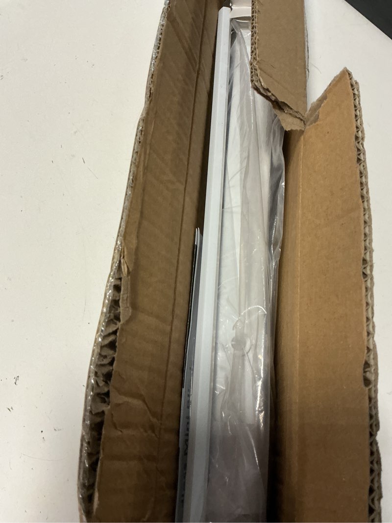 Condition photo showing As Is for 1" cordless mini blinds 20" w x 36" h, white vinyl blinds, horizontal light filtering blinds, window blinds for indoor windows, office, kitchen, bathroom and living room. 20"w x 36"h