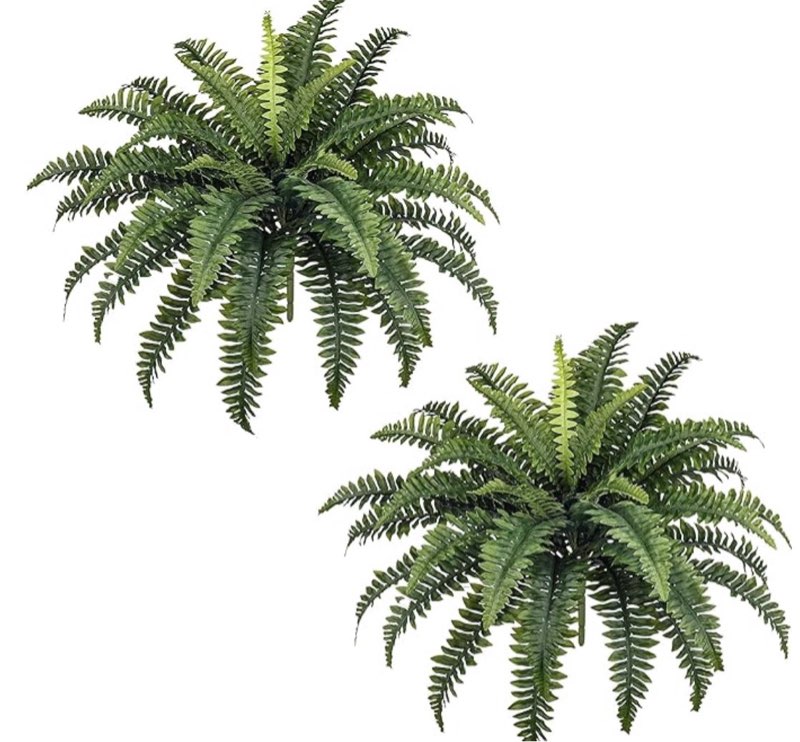 FOREST PRINCE 35" Ferns Artificial Bush Plants Large, 2 Artificial Boston Ferns with 39 Fronds for Outdoors Home Decor