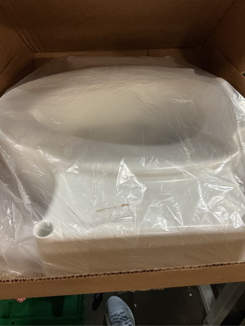 Condition photo showing New/Like New for bemis rise 4.5" raised toilet seat with support handles, hinges never loosen, fits round and elongated raised seat with handles
