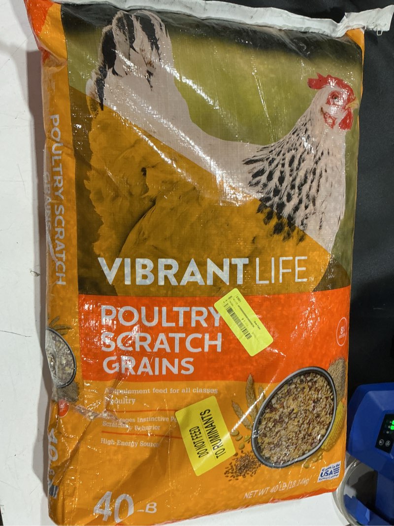 Condition photo showing As Is for no best buy found & missing 1 pack(2 pack) vibrant life poultry scratch grains, 40 lb bag