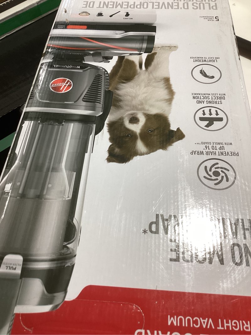 Condition photo showing New/Like New for Hoover WindTunnel Tangle Guard Bagless Vacuum Cleaner, Corded Upright Vacuum, HEPA Media Filtration, Anti-Hair Wrap, Headlights, Swivel Steering, Corded Vacuum Cleaners for Home Use