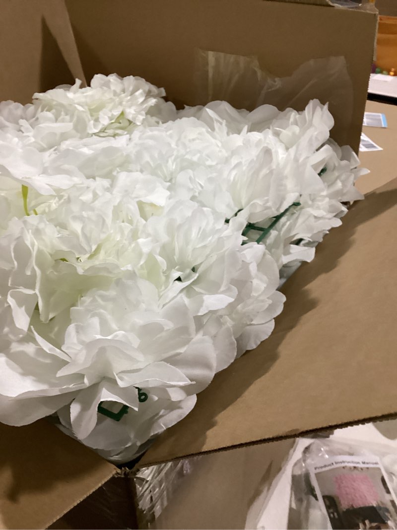 Condition photo showing Good Condition for Flower Wall Backdrop Artificial Rose Floral Panels Silk Spring Wedding Home Valentine's Day Photography Event Party Decoration -White White