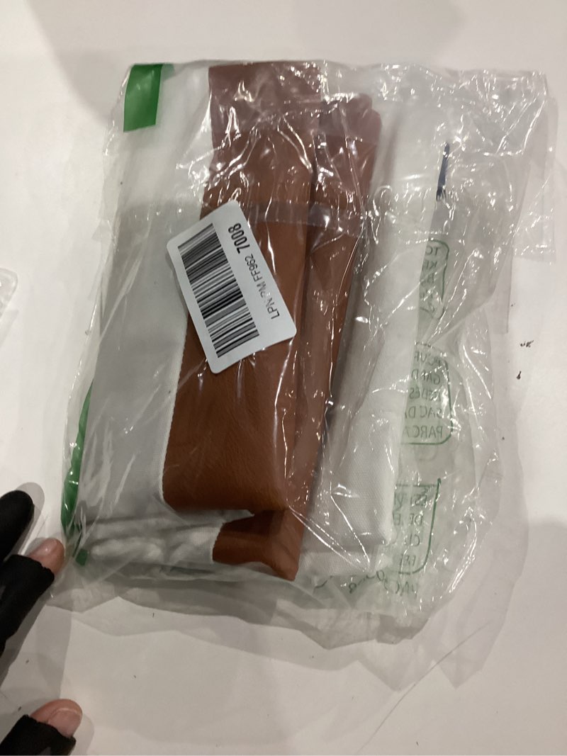 Condition photo showing As Is for Set of 2 White Decorative Pillow Covers Modern Faux Leather Throw Pillow Covers for Couch Living Room Bedroom, Accent Square Cushion Covers 18 x 18 Inches, Off White 18" x 18" (Pack of 2) White