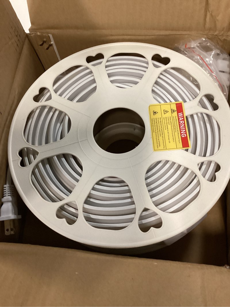 Condition photo showing New/Like New for outdoor cob led strip light waterproof 100ft/30m one roll ac 110v led rope light warm white 3000k high density 288leds/m flexible cob strips lighting with switch plug in for bedroom building decor warm white 30m