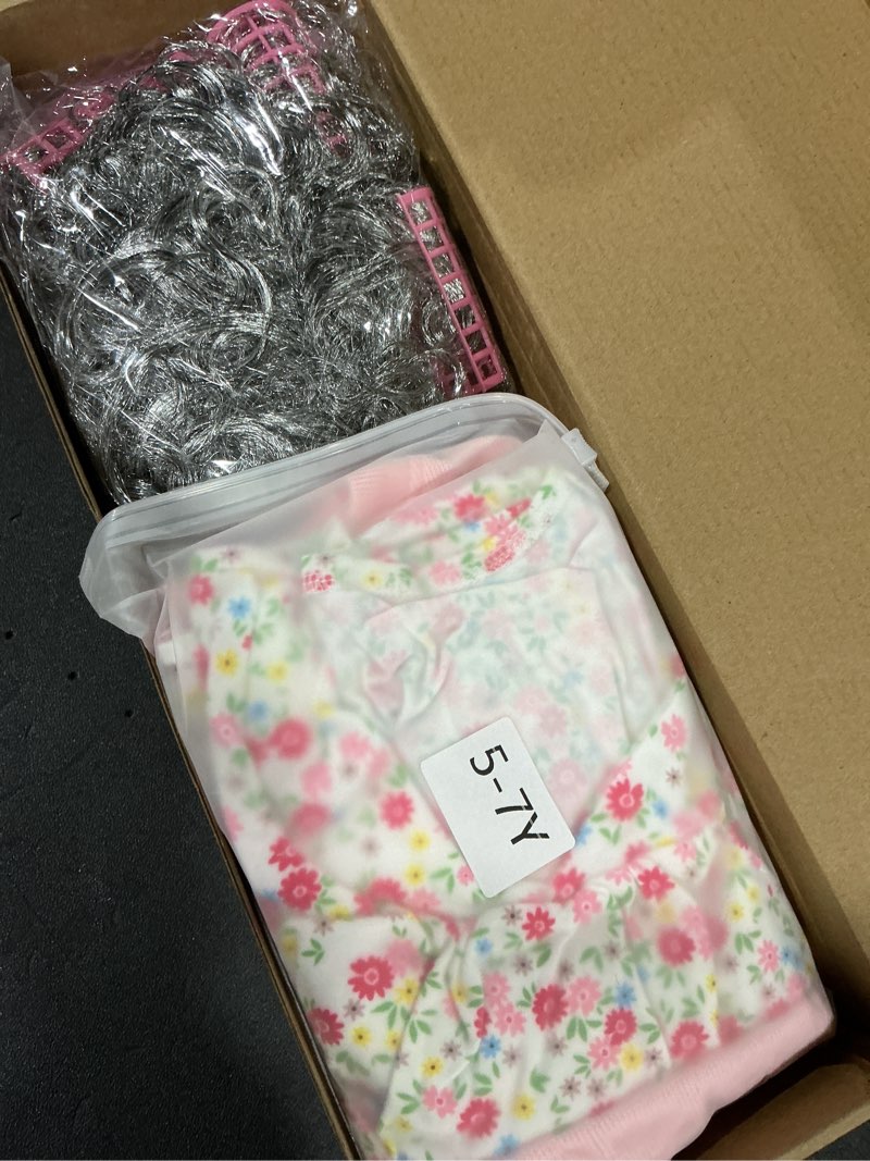 Condition photo showing New/Like New for WooWee Kids Girl 100 Days of School Costume, Old Lady Costume for Kids, Halloween Cosplay Dress Up 5-7y Pink