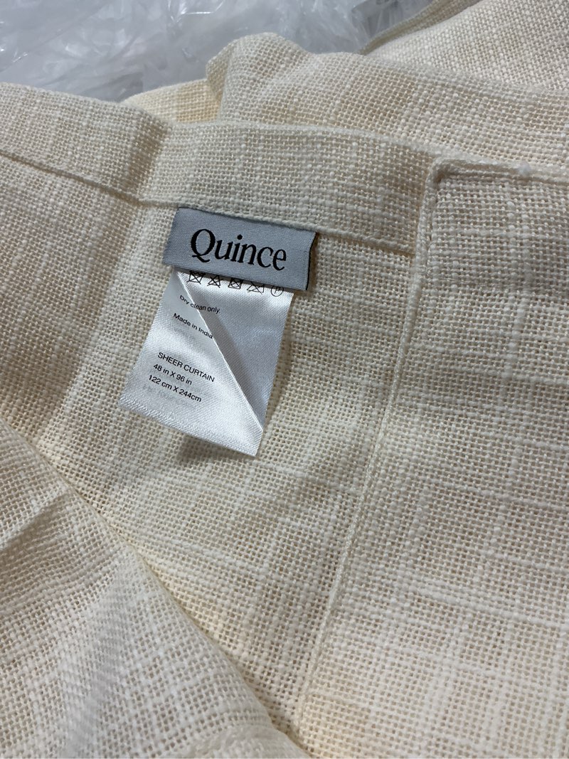 Condition photo showing New/Like New for cotton sheer curtain set (set of 2), ivory, 48x96