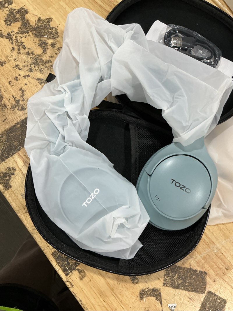 Condition photo showing Good Condition for tozo ht3 hybrid noise cancelling headphones, 90h battery life wireless over ear bluetooth 6.0 foldable headset, ai voice assistant with 5 mics, connect 2 devices and hi-res sound, 32 eq audio presets titanium blue headphones only