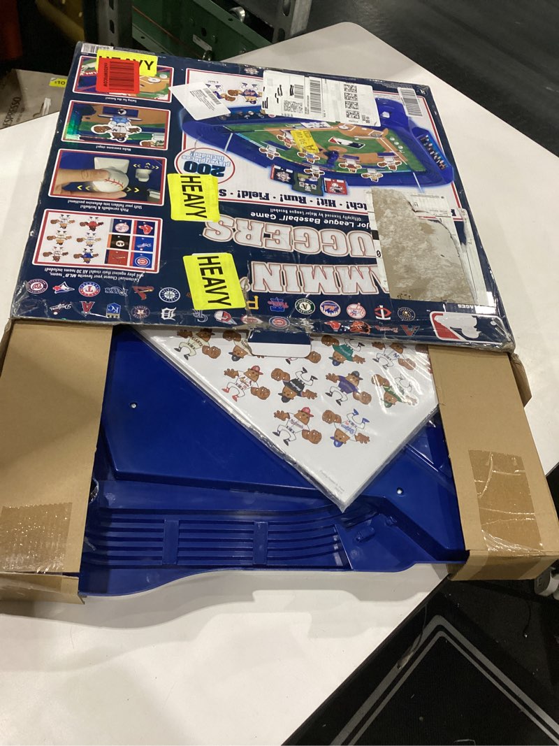 Condition photo showing New/Like New for mlb slammin' sluggers magnetic baseball tabletop game – 2-player board game with 20" x 20" field, scoreboard, stickers and manual pitching control