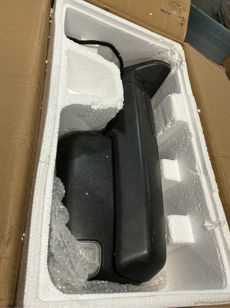 Condition photo showing Good Condition for 68381772ab right passenger side tow mirror compatible with ram | for 2019-2024 ram 2500 3500 4500 5500 power glass adjustment power heated manual folding blis textured black back cover