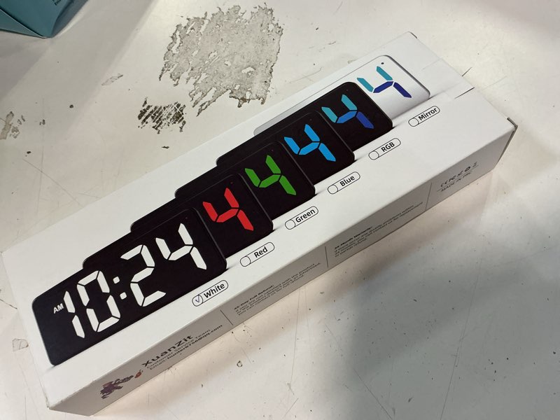 Condition photo showing New/Like New for LED Digital Wall Clock with Large Display, Big Digits, Auto-Dimming, 12/24Hr Format, Modern Electric Small Silent Wall Clock for Living Room, Bedroom, Classroom, Farmhouse, Kitchen, Office - White