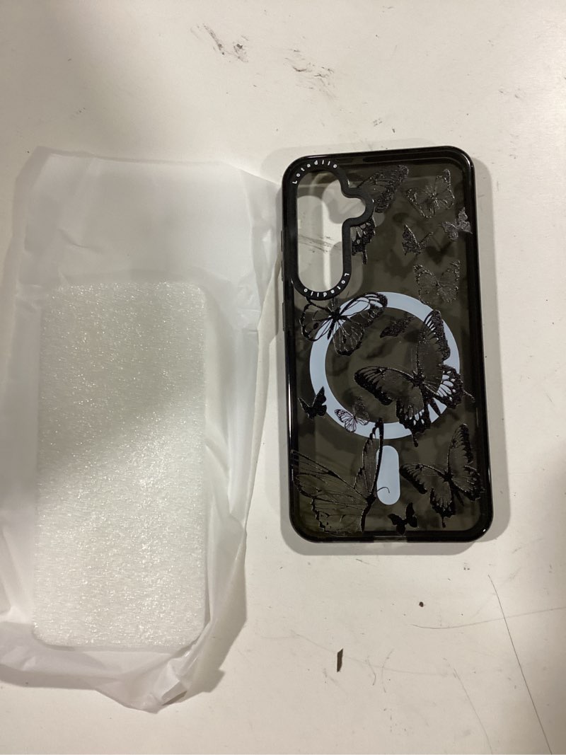 Condition photo showing As Is for Cute Case for Samsung Galaxy S24 Plus for Women Girls - Funny Line Butterfly Design Compatible with Magsafe Magnetic Ring Holder Kickstand Fashion TPU Phone Covers Butterfly for Samsung Galaxy S24 Plus