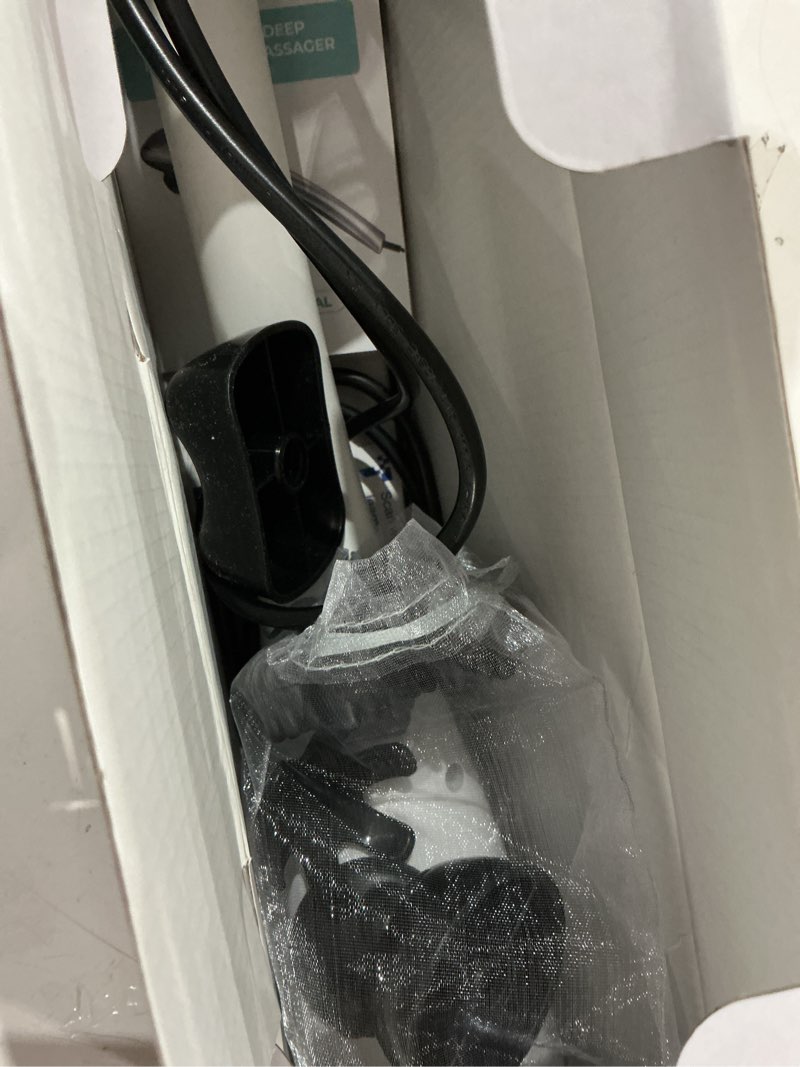 Condition photo showing As Is for (used)megawise handheld back massager | deep tissue percussion relief for back, neck, shoulders, waist legs, full body for improved blood circulation and fatigue relief (pearl white 6ft corded)