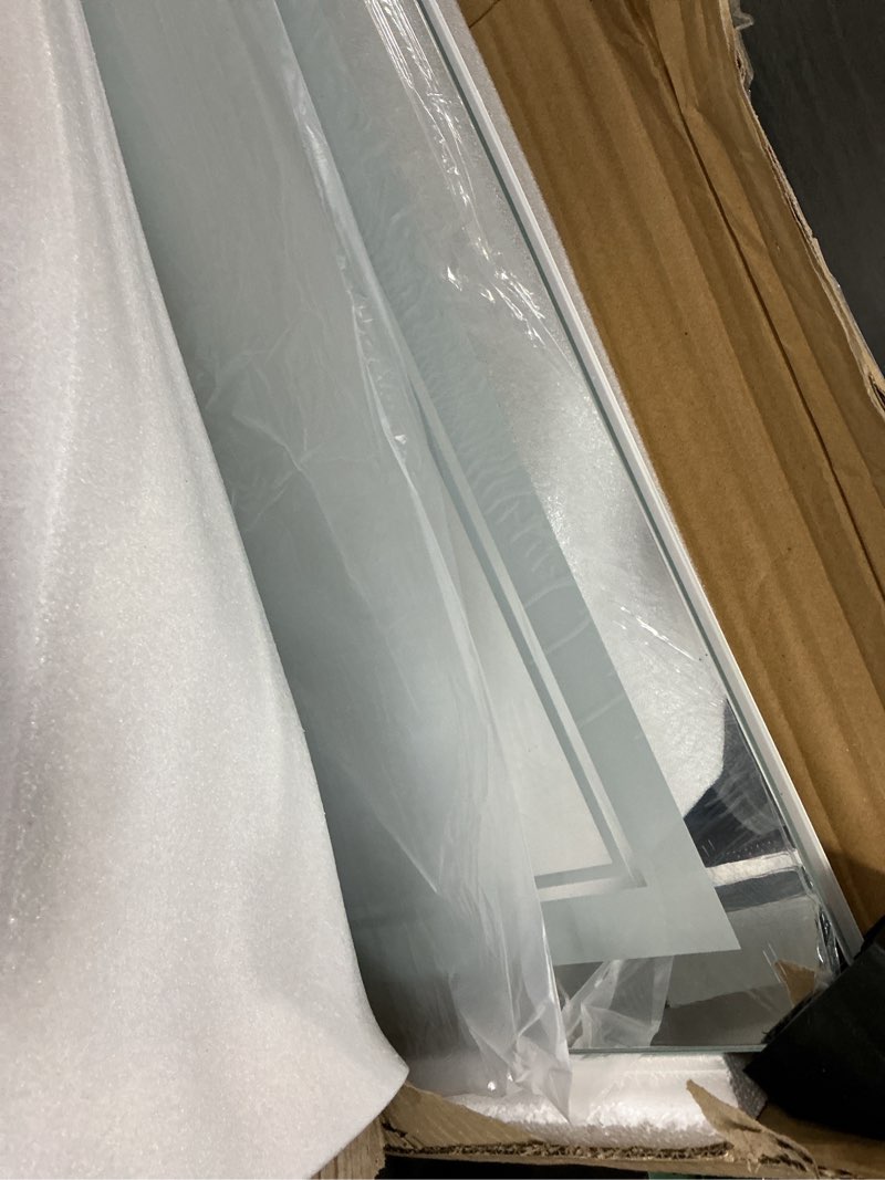 Condition photo showing Good Condition for 30"x36" led bathroom mirror with lights, backlit + front lit, anti-fog, lighted bathroom mirror for wall, hd shatterproof tempered glass, dimmable, memory function (horizontal/vertical) 36"l x 30"w