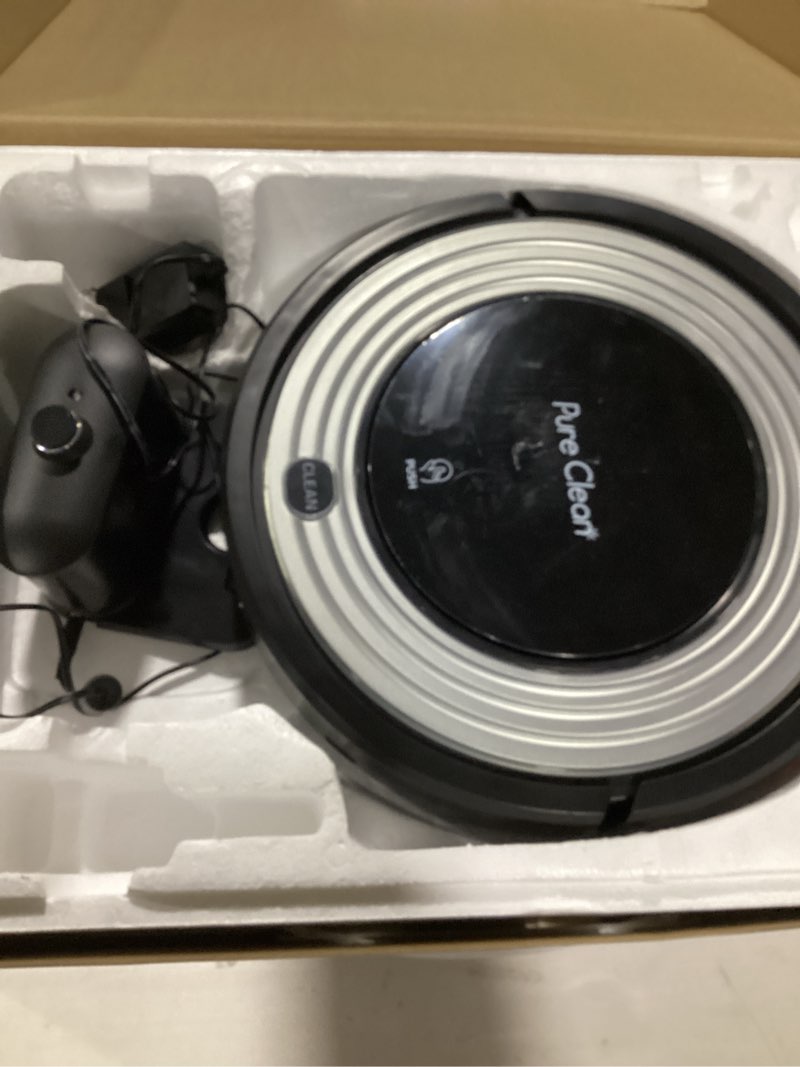 Condition photo showing Good Condition for v5 robot vacuum and mop, self-emptying robotic vacuum cleaner, 8500pa suction, pet hair tangle cutter, laser navigation, cat laser, carpet detection, ideal for hard floor, tile, and carpet