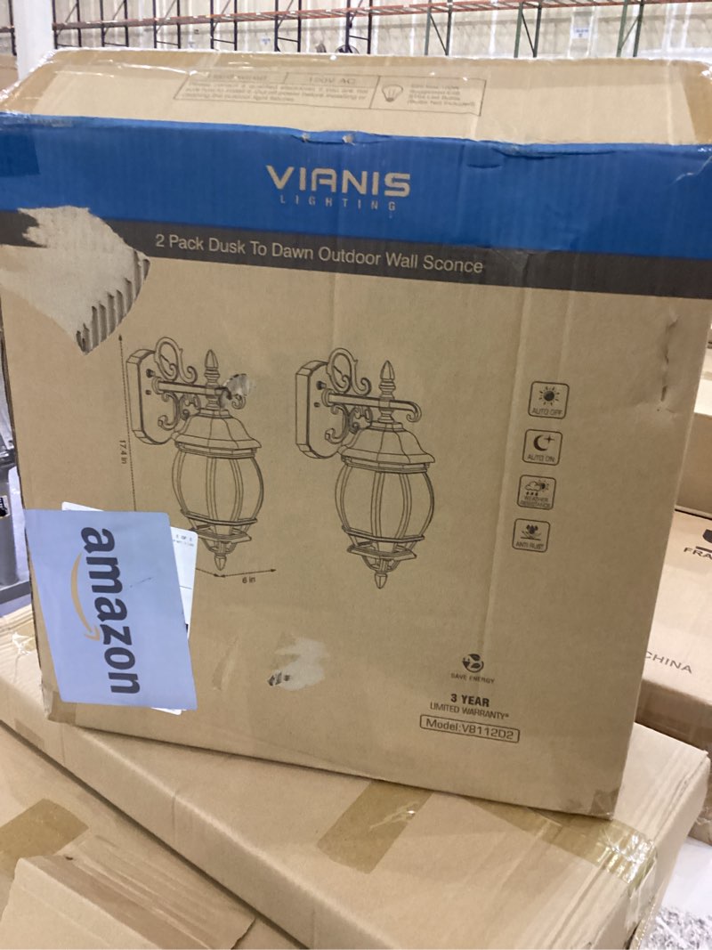 vianis lighting 2 pack dusk to dawn outdoor wall sconce