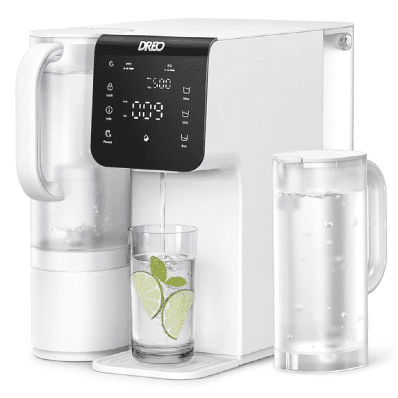 dreo reverse osmosis water filter countertop, ro filtration system, 3:1 pure to drain, tds & filter 