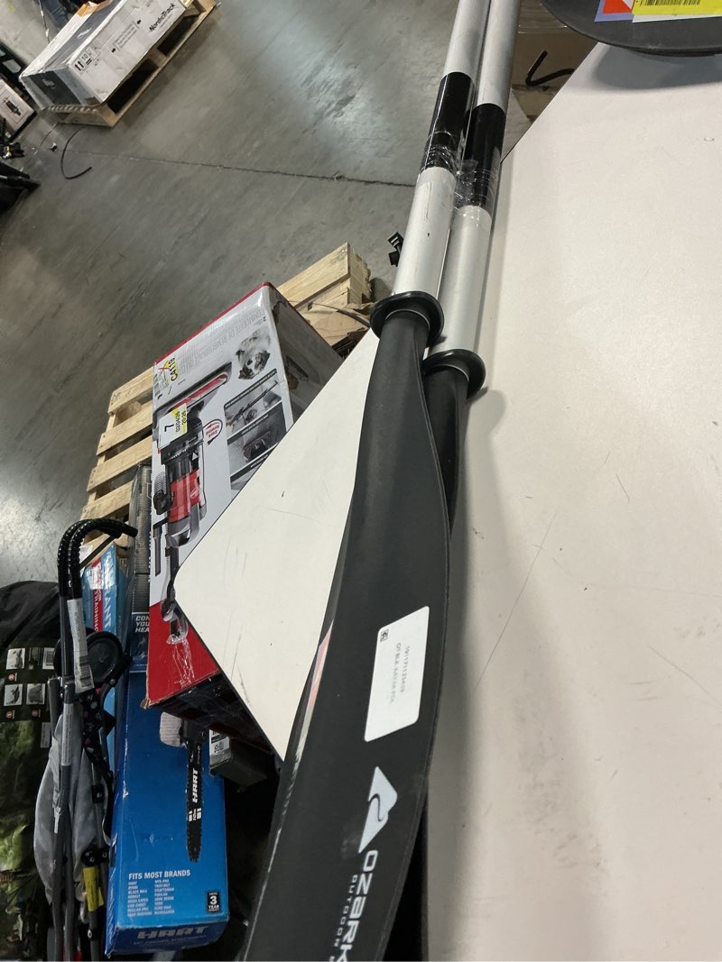 Condition photo showing As Is for ozark trail basic black aluminum adjustable kayak paddle, two piece 90 inch