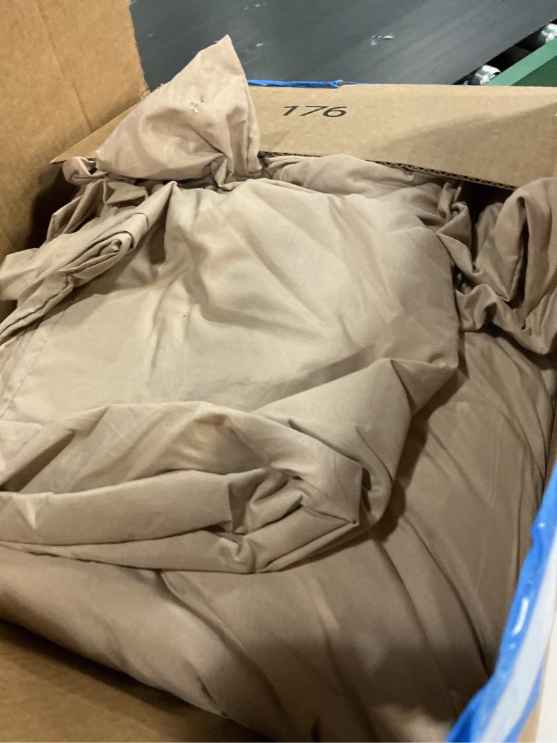 Condition photo showing As Is for CozyLux King Size Comforter Set Khaki, 3 Pieces Solid Comforters King Size Breathable Quilted Style Bedding Set, Luxury Soft Bed Set with Down Alternative Comforter (1 Comforter & 2 Pillowcases) Khaki King