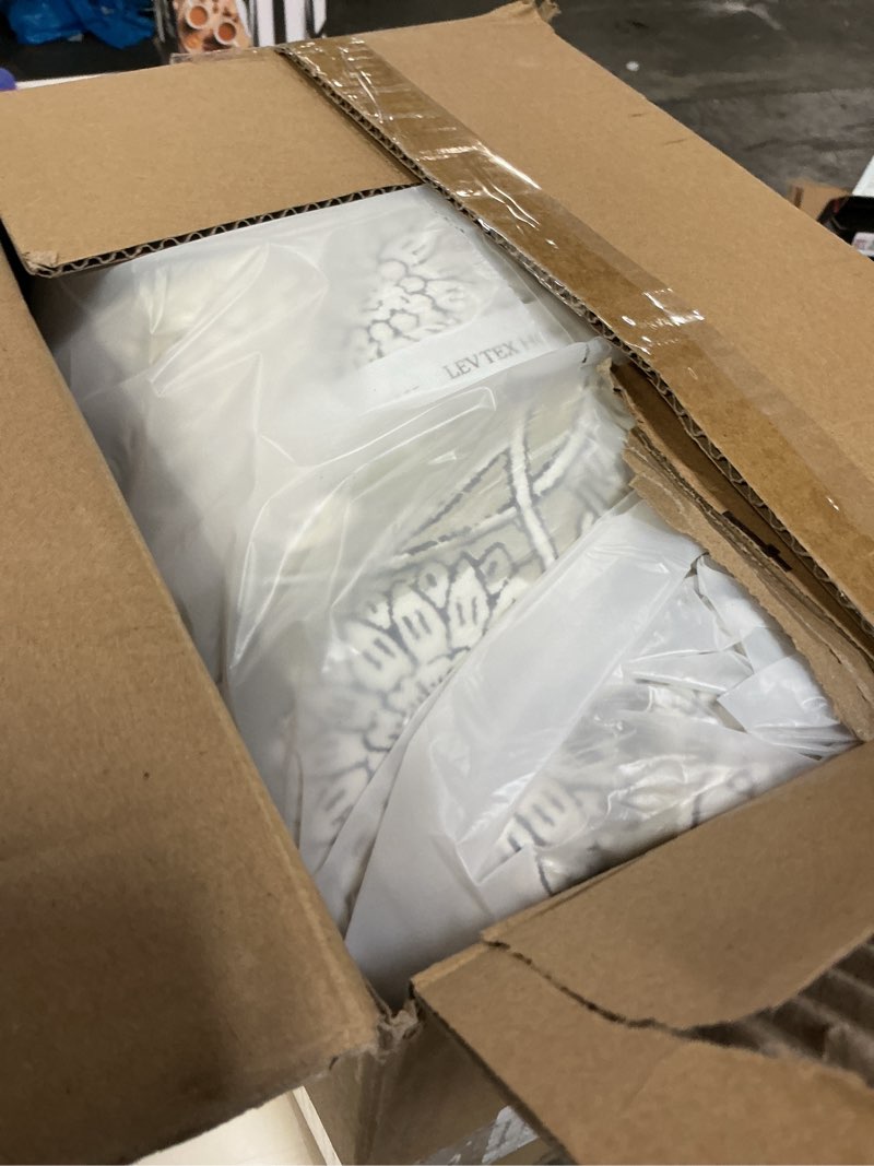 Condition photo showing New/Like New for Levtex Home Adare Grey Reversible King/Cal King Quilt Set (106x92in) with 2 Pillow Shams (36x20in) - Floral Bedding - Green  White - Cotton King Size Quilt Bedding Set - Lightweight, Soft, Pre-Washed King/Cal King Quilt light green 