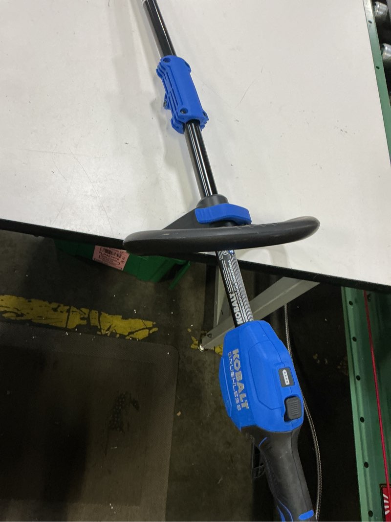 Condition photo showing As Is for kobalt 24-volt cordless battery string trimmer