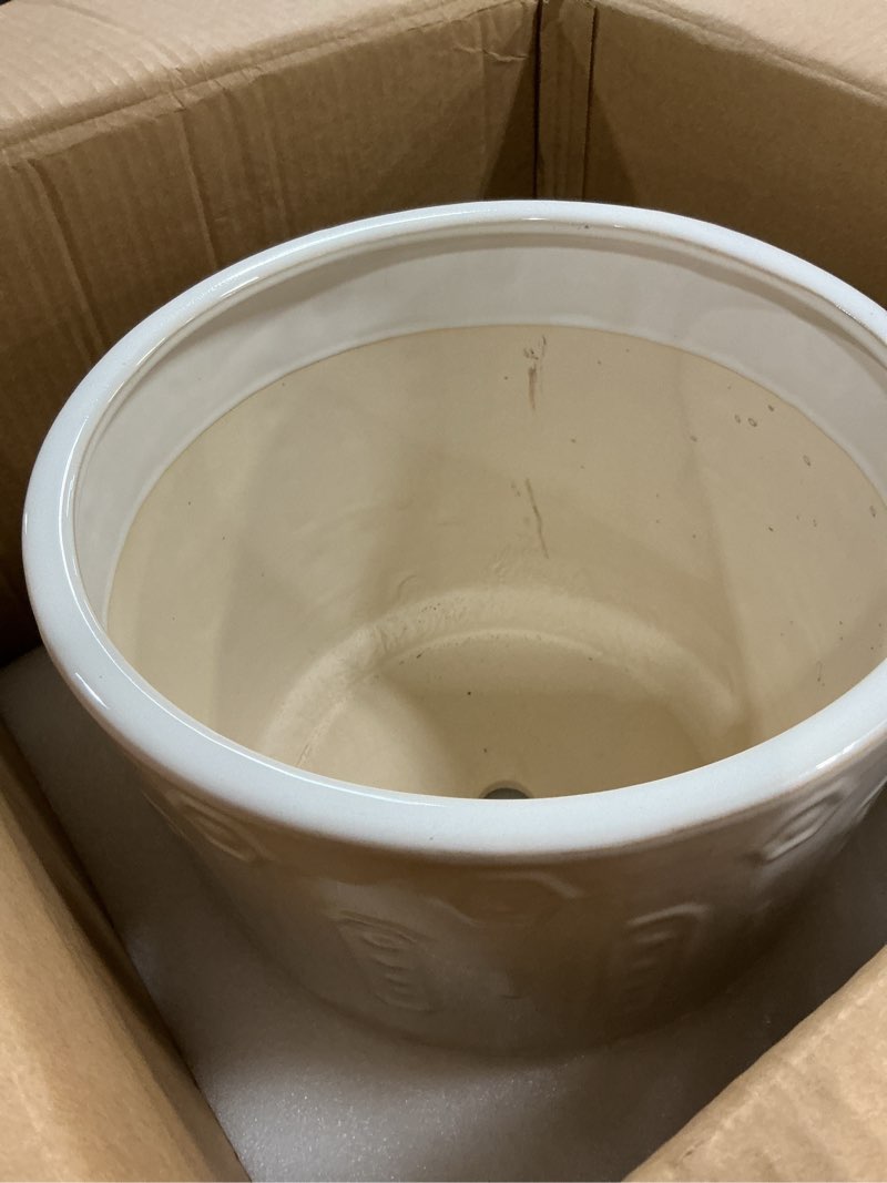 Condition photo showing New/Like New for eightpot ceramic pots for plants 12 inch - large ceramic planters for indoor plants outdoor modern flower pot with drainage holes and saucer for office garden patio white 12 inch white