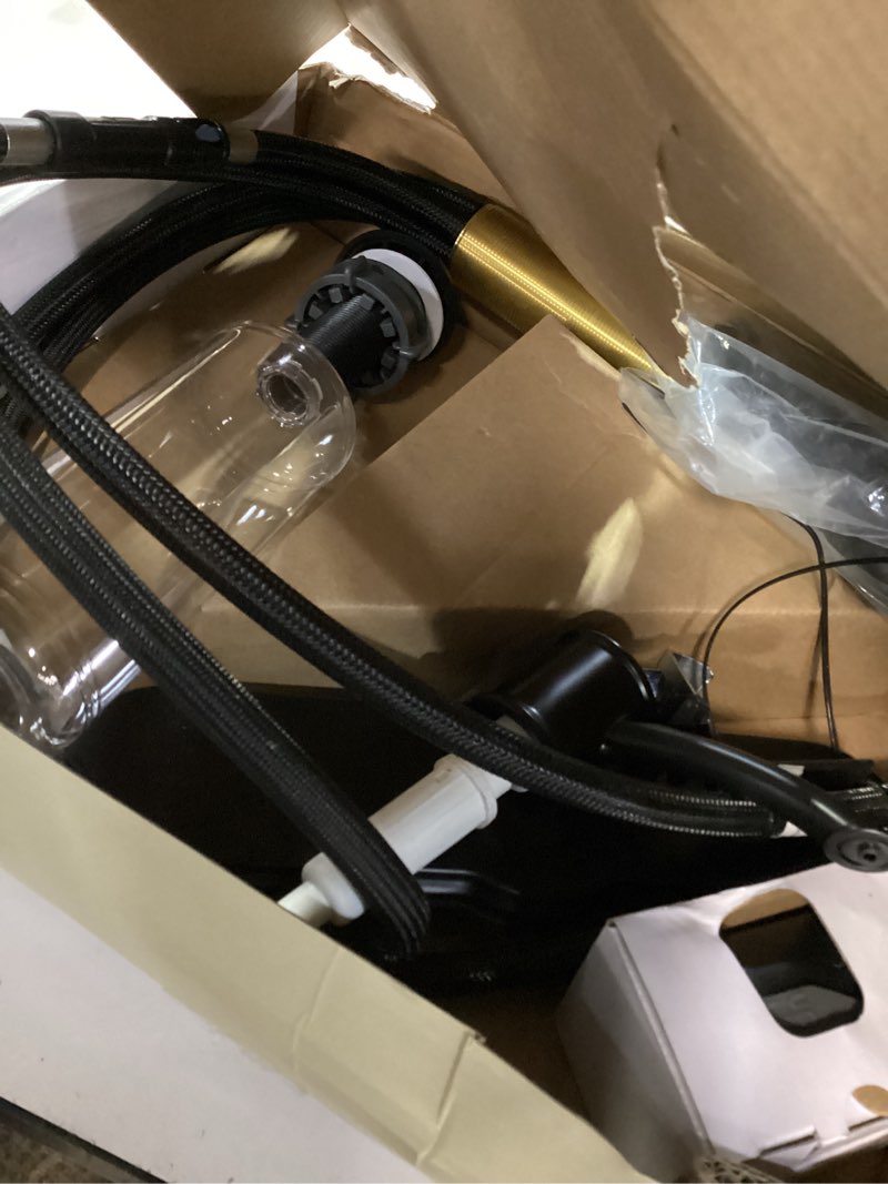 Condition photo showing As Is for allen + roth evanston black single handle deck-mount pull-down kitchen faucet with sprayer (includes deck plate) (includes soap dispenser)