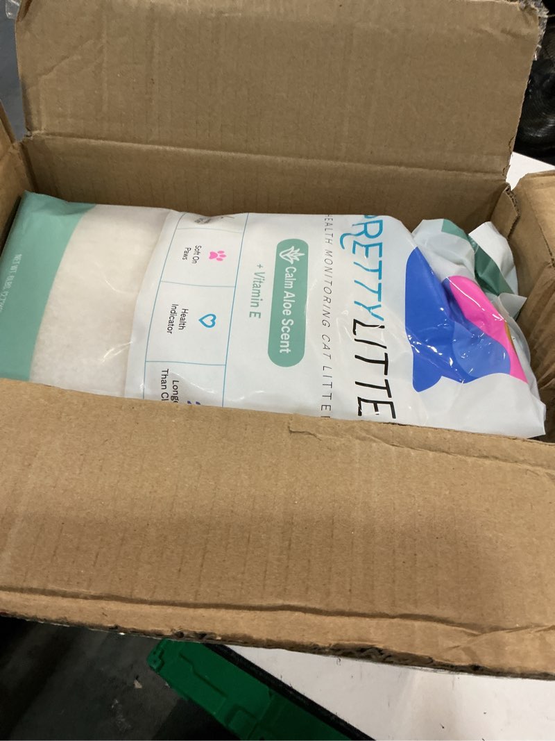 Condition photo showing New/Like New for prettylitter health monitoring cat litter (calm aloe, non clumping) | lightweight & low tracking, color changing silica gel crystals, advanced odor control — 6 lbs, pack of 2 (up to 2 month supply) 6 lb (pack of 2) calm aloe