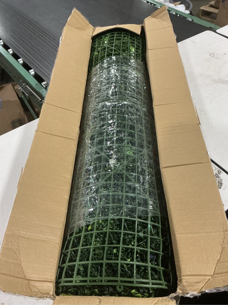 Condition photo showing Good Condition for 40x120 in (33.5 sqft) artificial boxwood green wall hedge roll | uv-anti faux grass backdrop, privacy fence screen, indoor outdoor greenery wall, garden/birthday/party wedding decoration 40"x120"